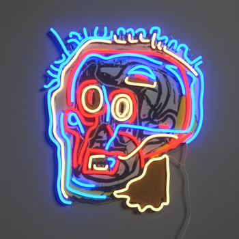 Untitled (Head) YP x Jean Michel Basquiat, LED neon sign - YELLOWPOP UK