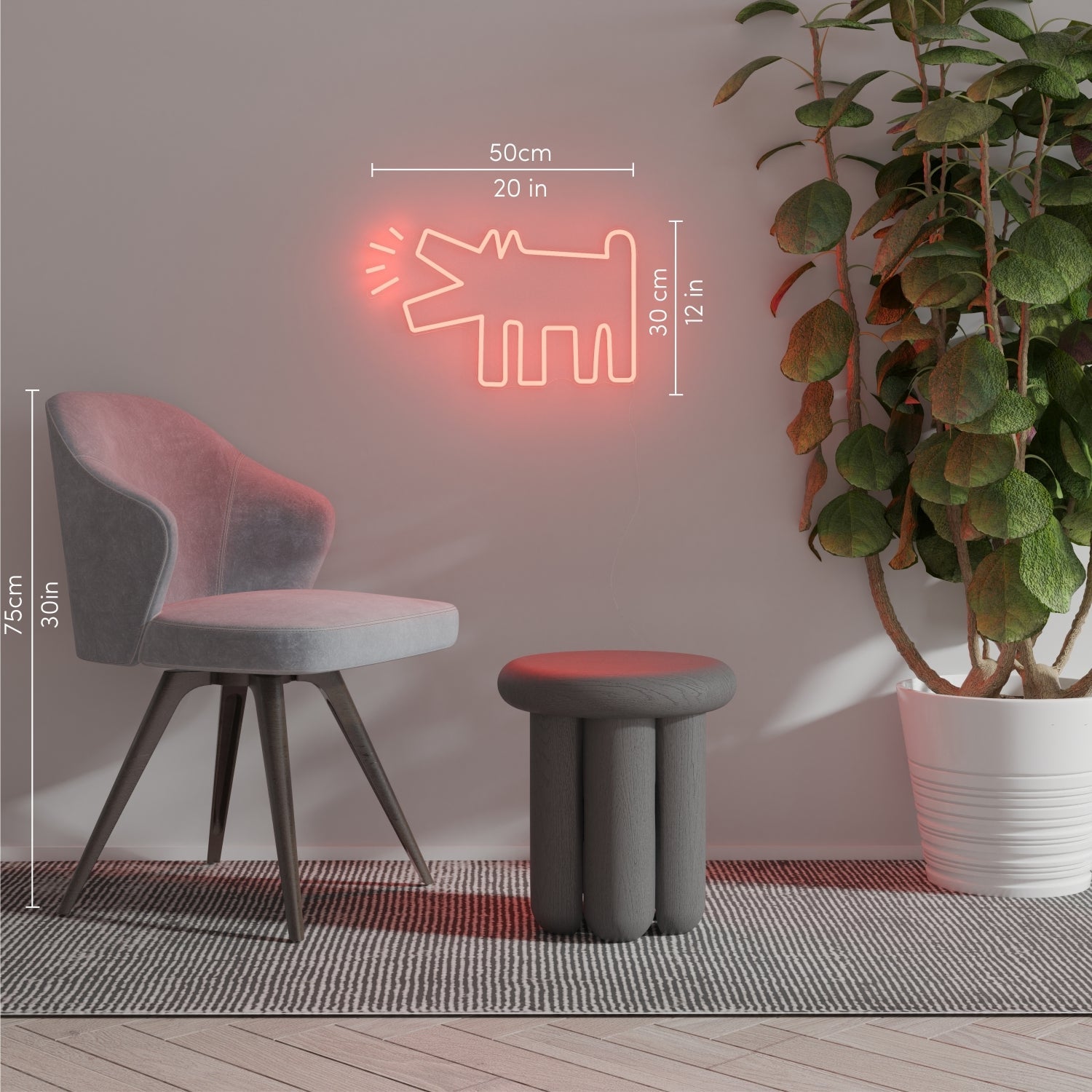 Barking Dog, YP x Keith Haring, LED neon sign - YELLOWPOP UK