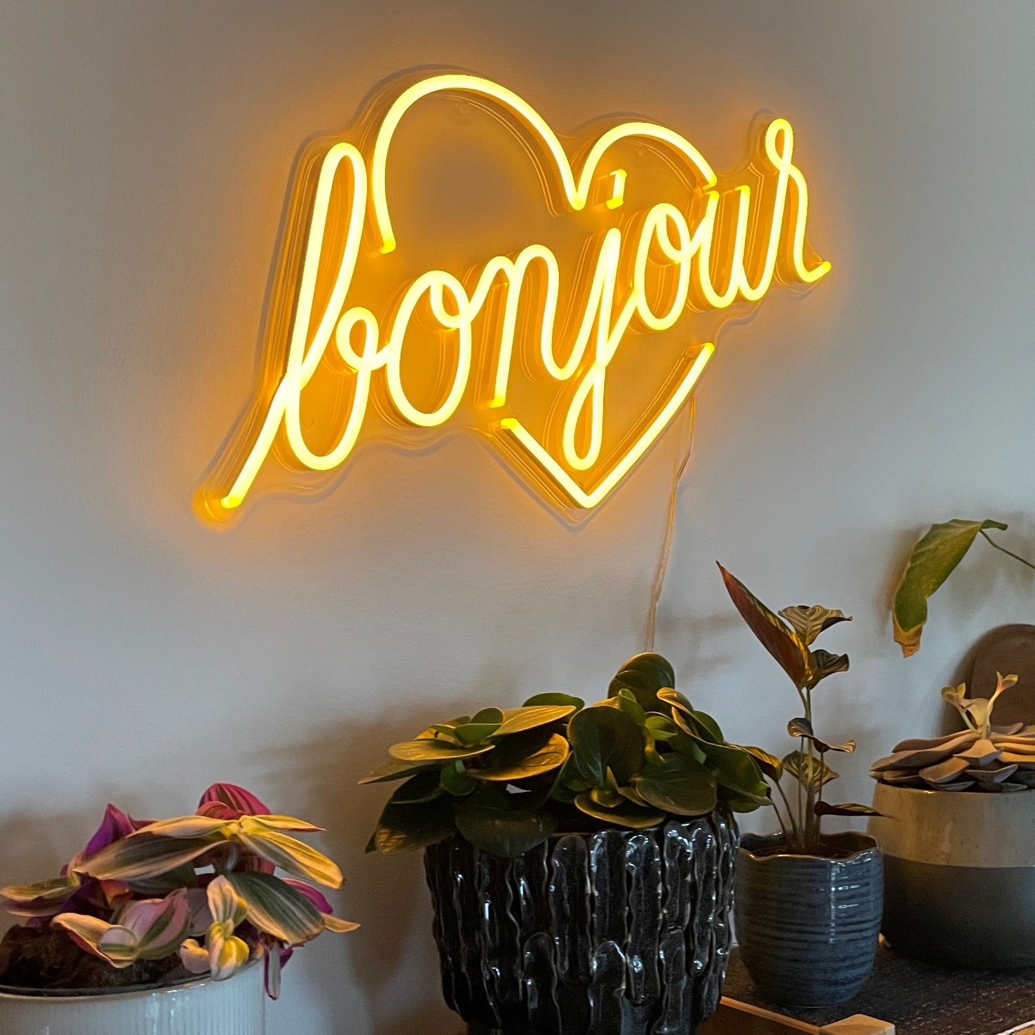 Bonjour by Jean André, LED neon sign - YELLOWPOP UK