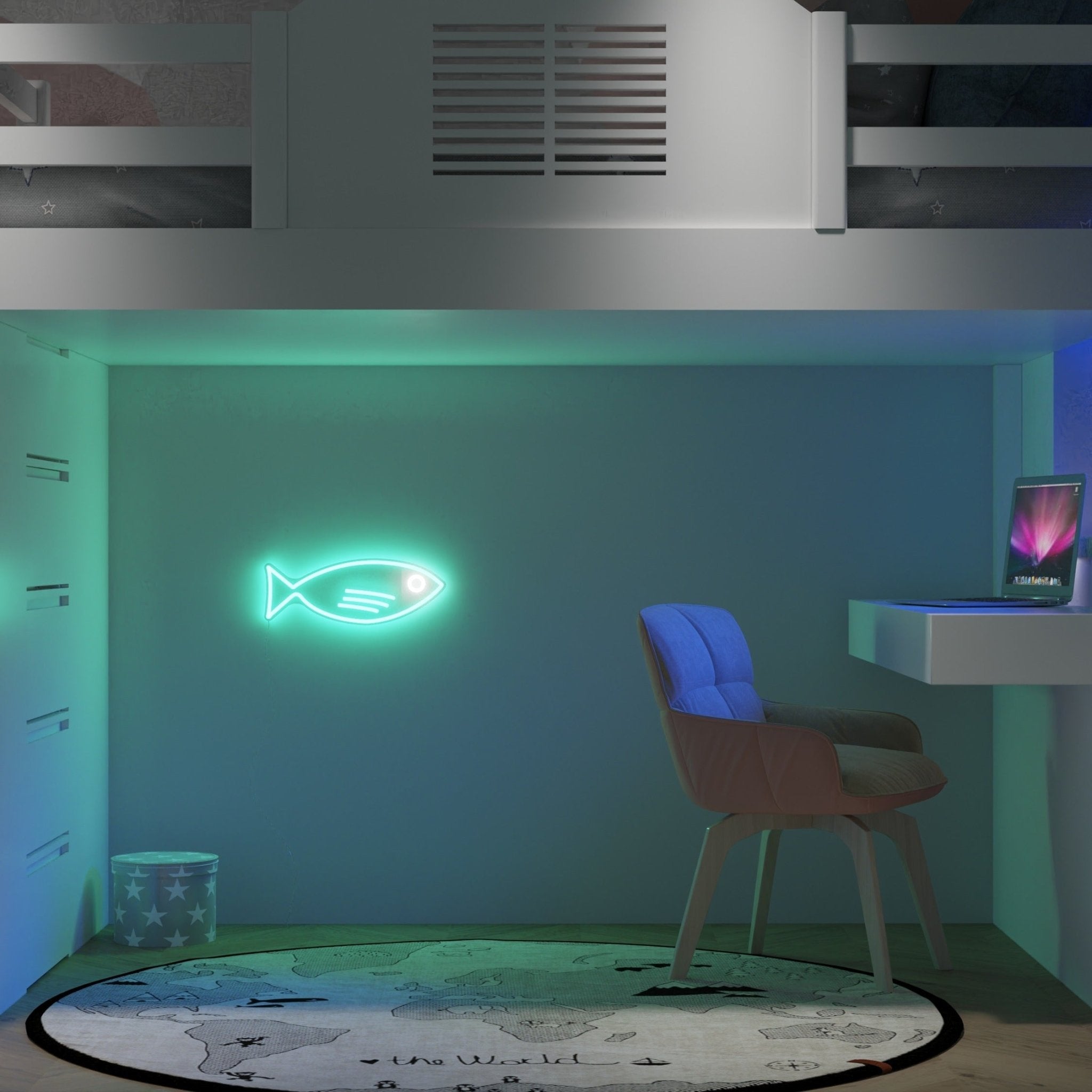 Fishy Friend Teal - LED neon sign - YELLOWPOP UK