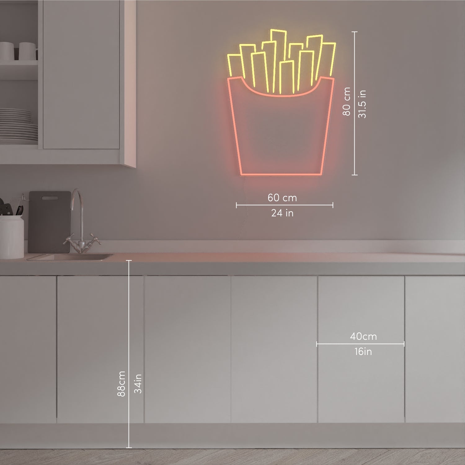 Fries - LED neon sign - YELLOWPOP UK