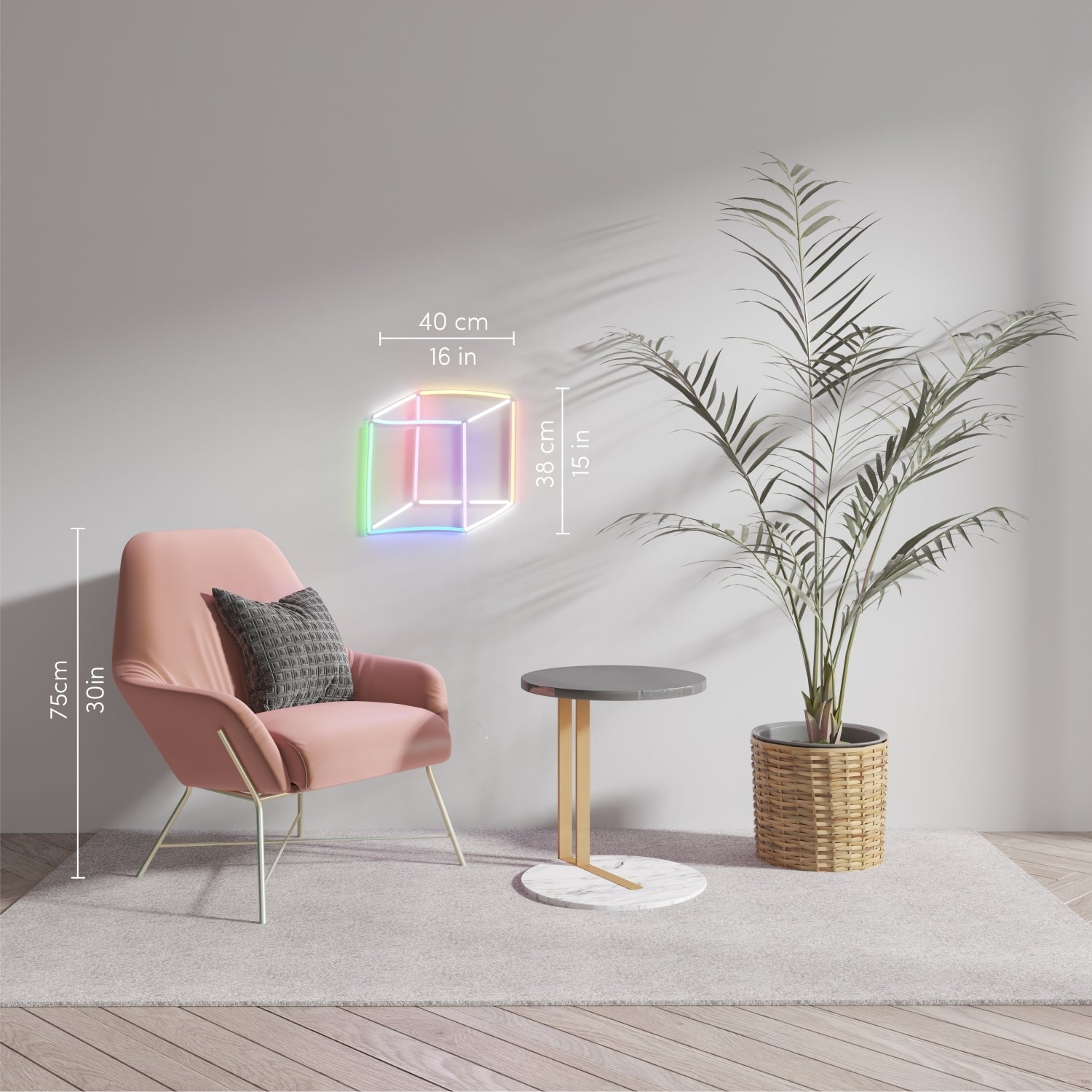 Geometric Cube, LED Neon Sign - YELLOWPOP UK