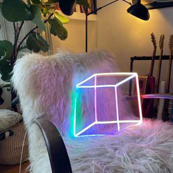 Geometric Cube, LED Neon Sign - YELLOWPOP UK