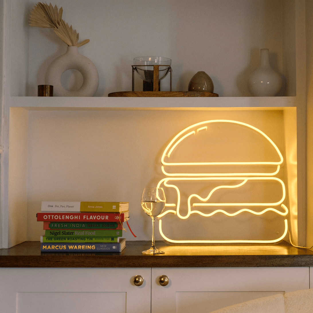 Gold Burger, LED Neon Sign - YELLOWPOP UK