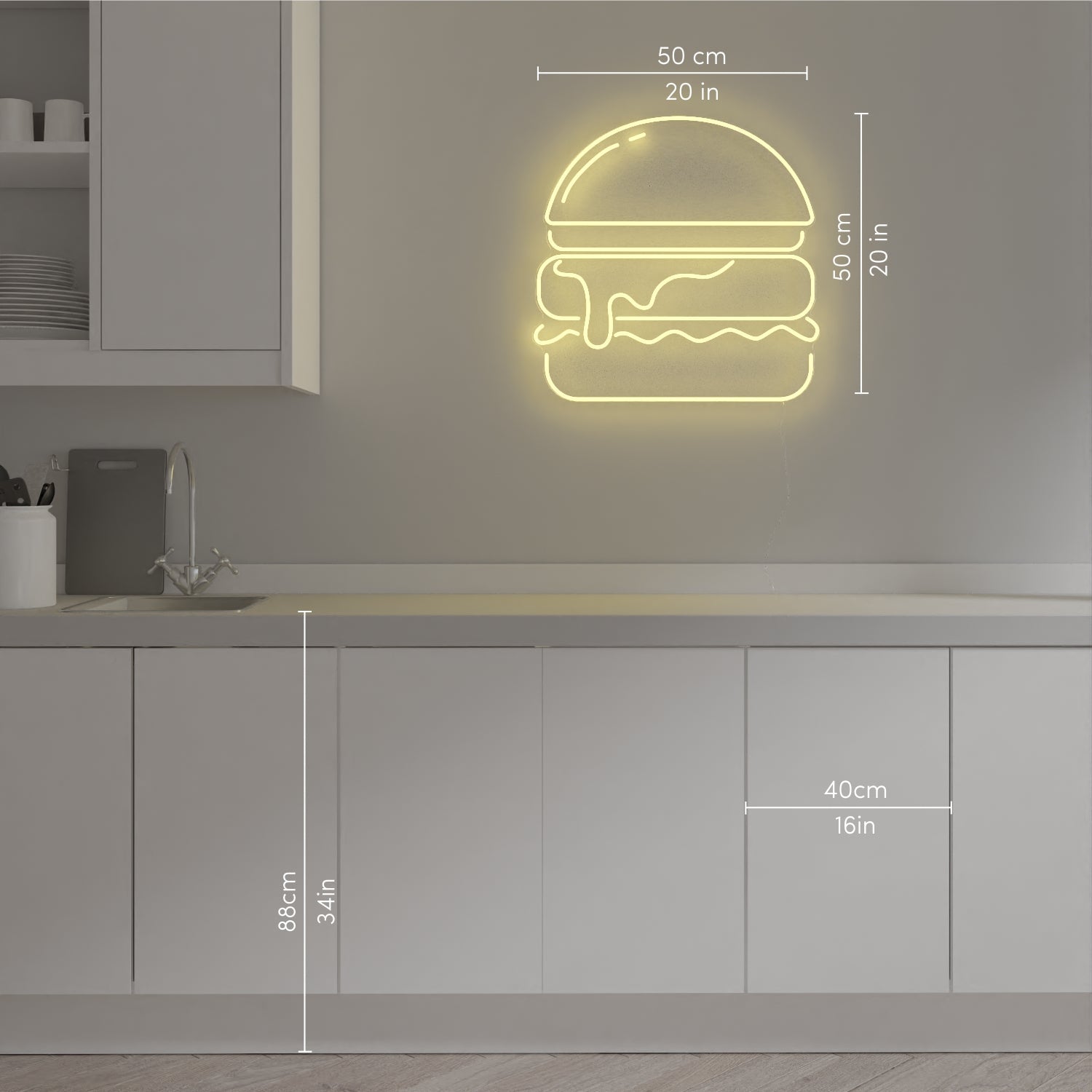 Gold Burger, LED Neon Sign - YELLOWPOP UK