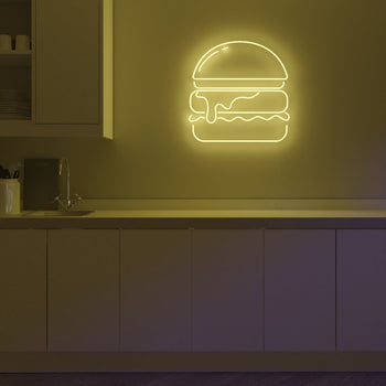 Gold Burger, LED Neon Sign - YELLOWPOP UK