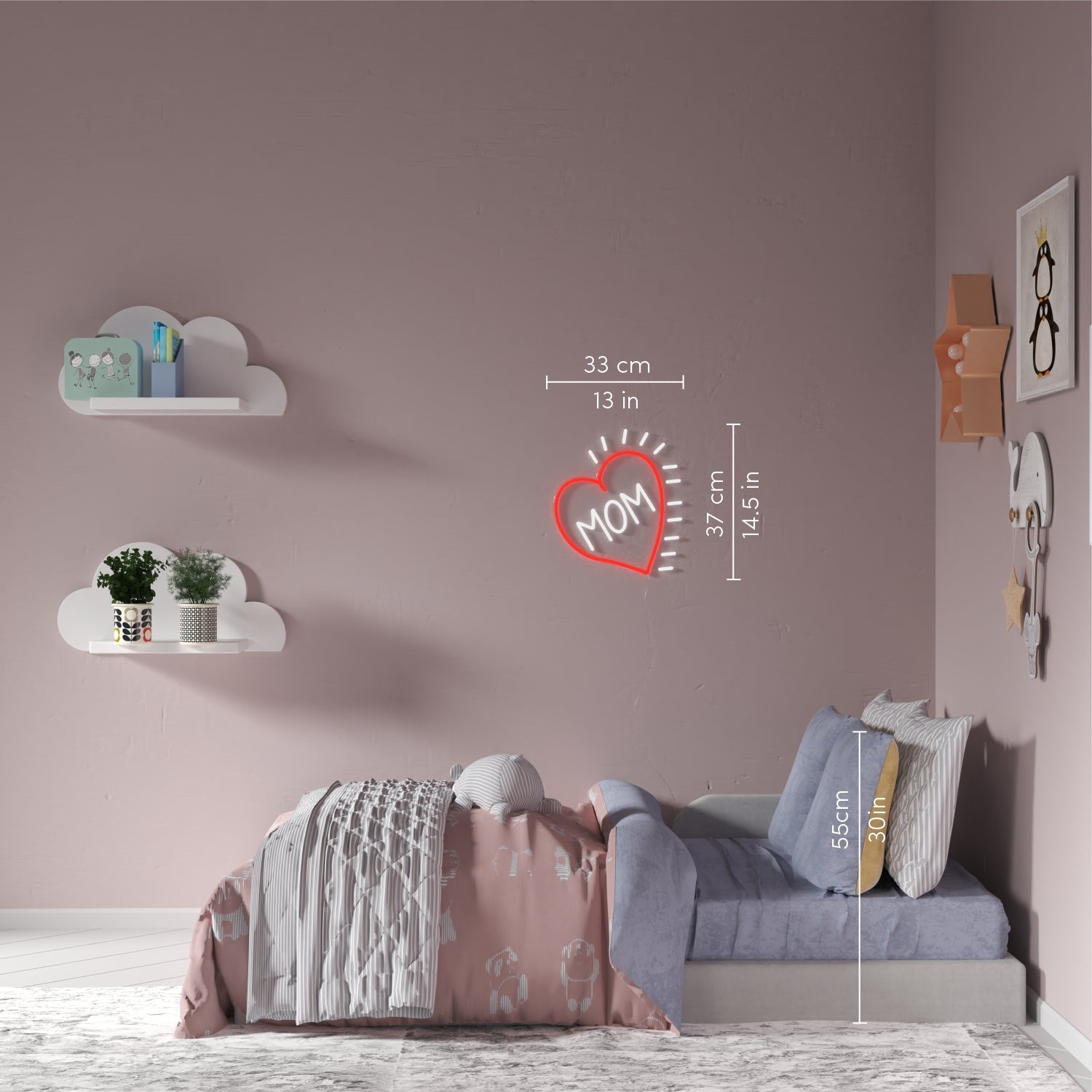 Love Mom Heart - LED neon sign - YELLOWPOP UK