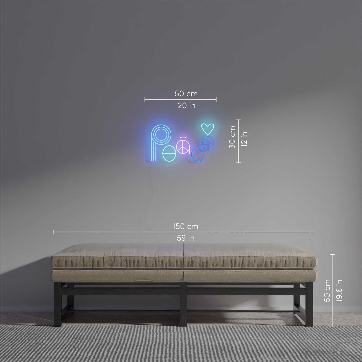 Peace, LED neon sign by Jonathan Adler - YELLOWPOP UK