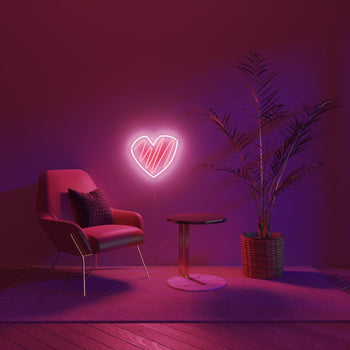 Scribble Heart, LED neon sign - YELLOWPOP UK