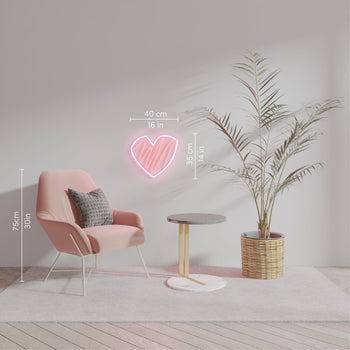 Scribble Heart, LED neon sign - YELLOWPOP UK