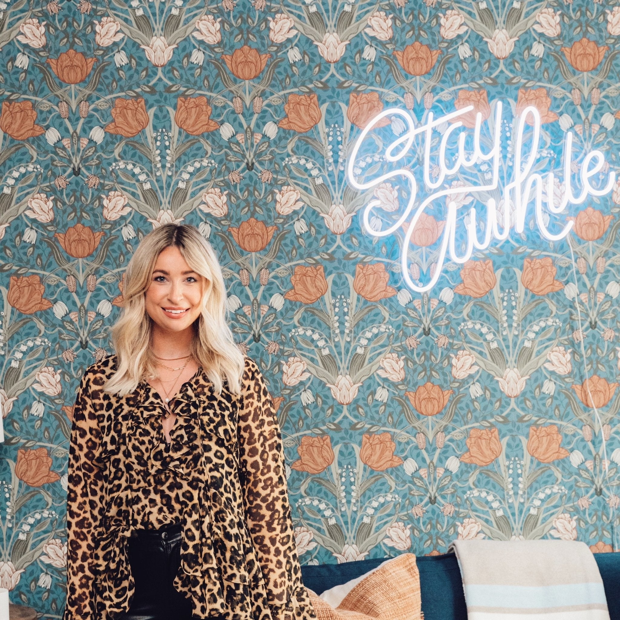 Stay Awhile by Caren Kreger - LED Neon Sign - YELLOWPOP UK