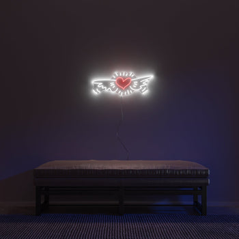 Wing Heart, YP x Keith Haring, LED neon sign - YELLOWPOP UK