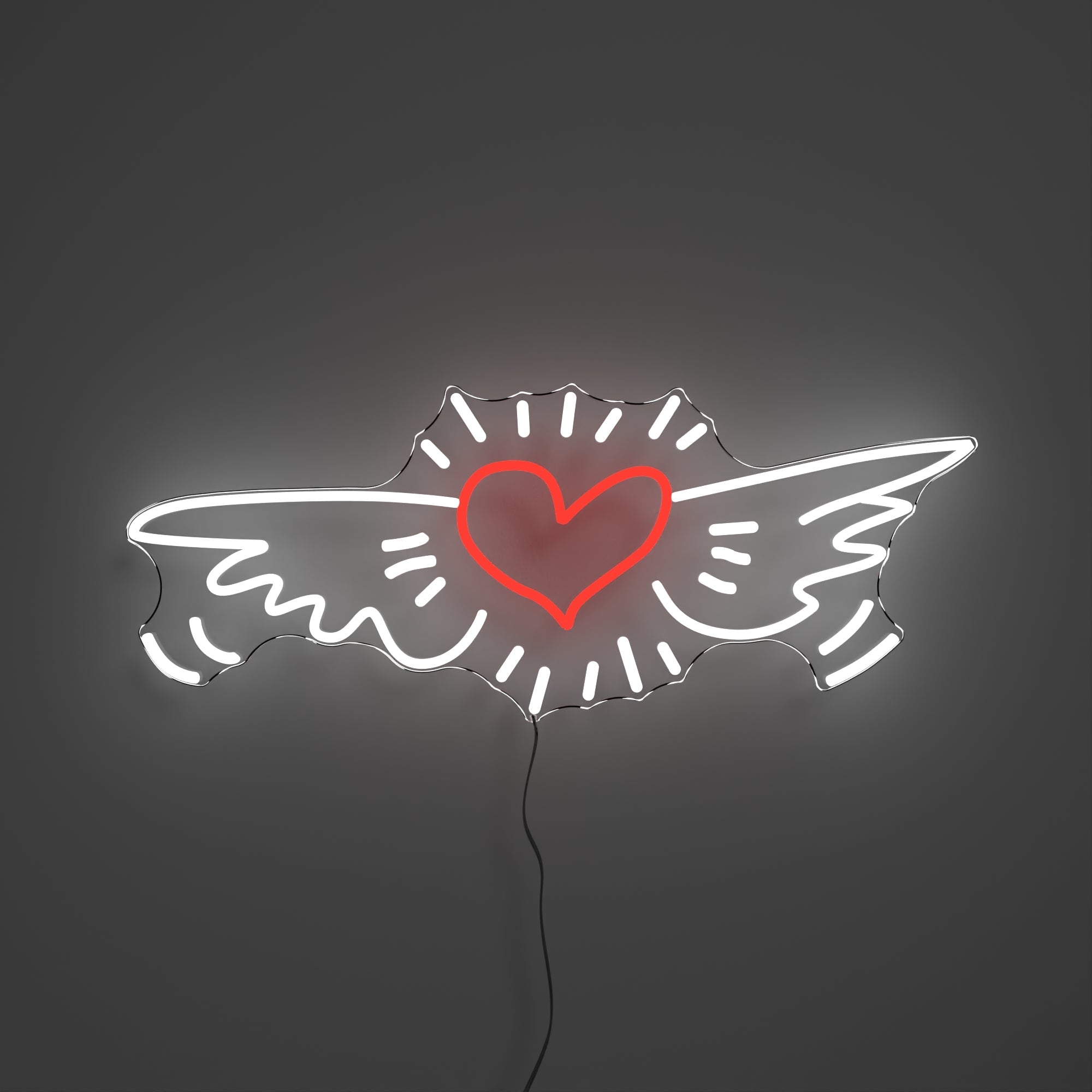 Wing Heart, YP x Keith Haring, LED neon sign - YELLOWPOP UK