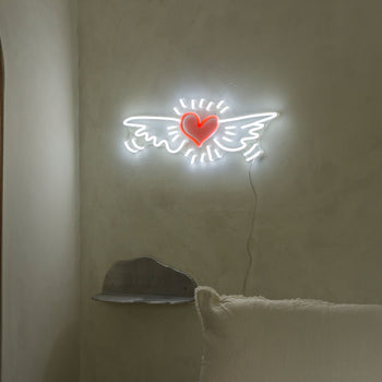 Wing Heart, YP x Keith Haring, LED neon sign - YELLOWPOP UK