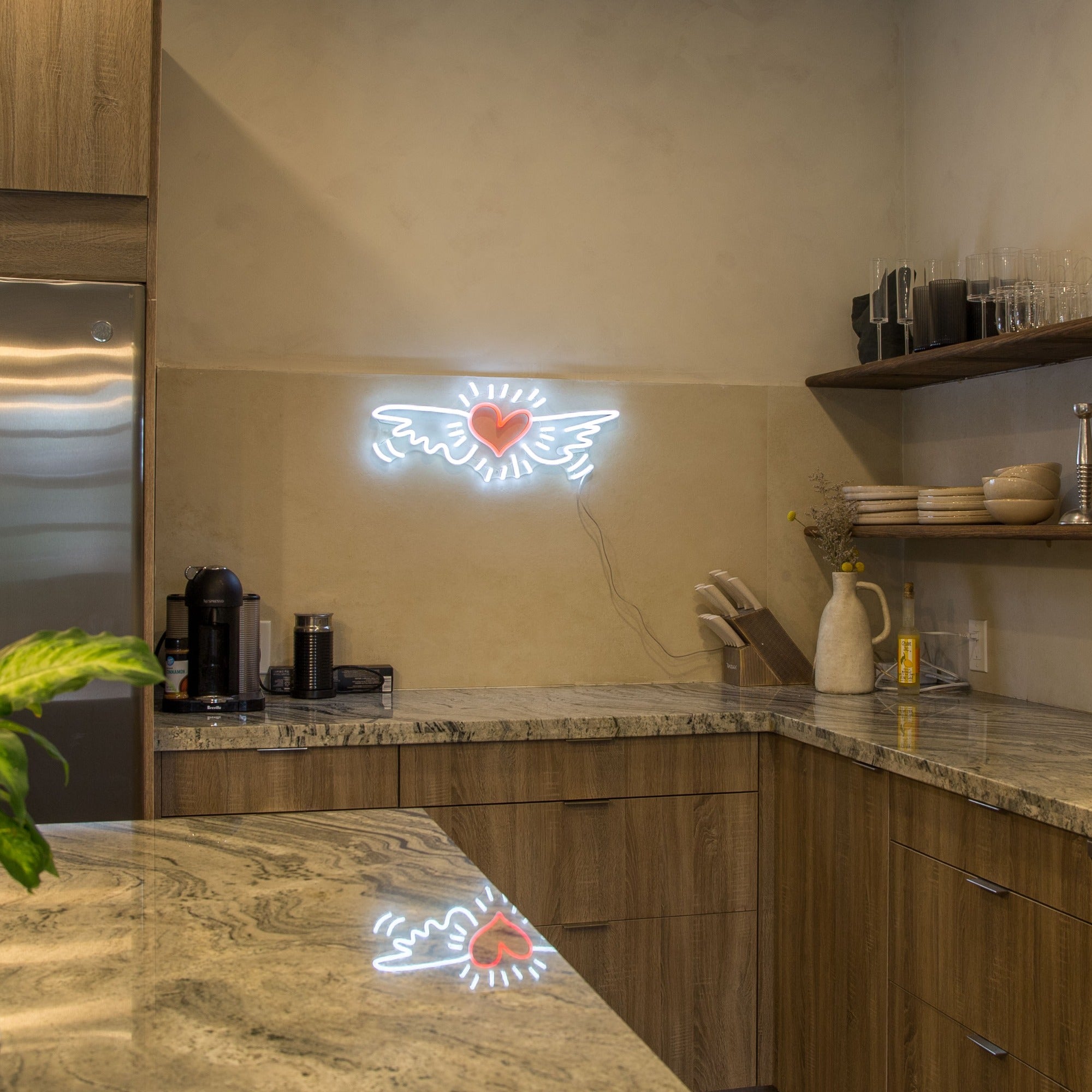 Wing Heart, YP x Keith Haring, LED neon sign - YELLOWPOP UK