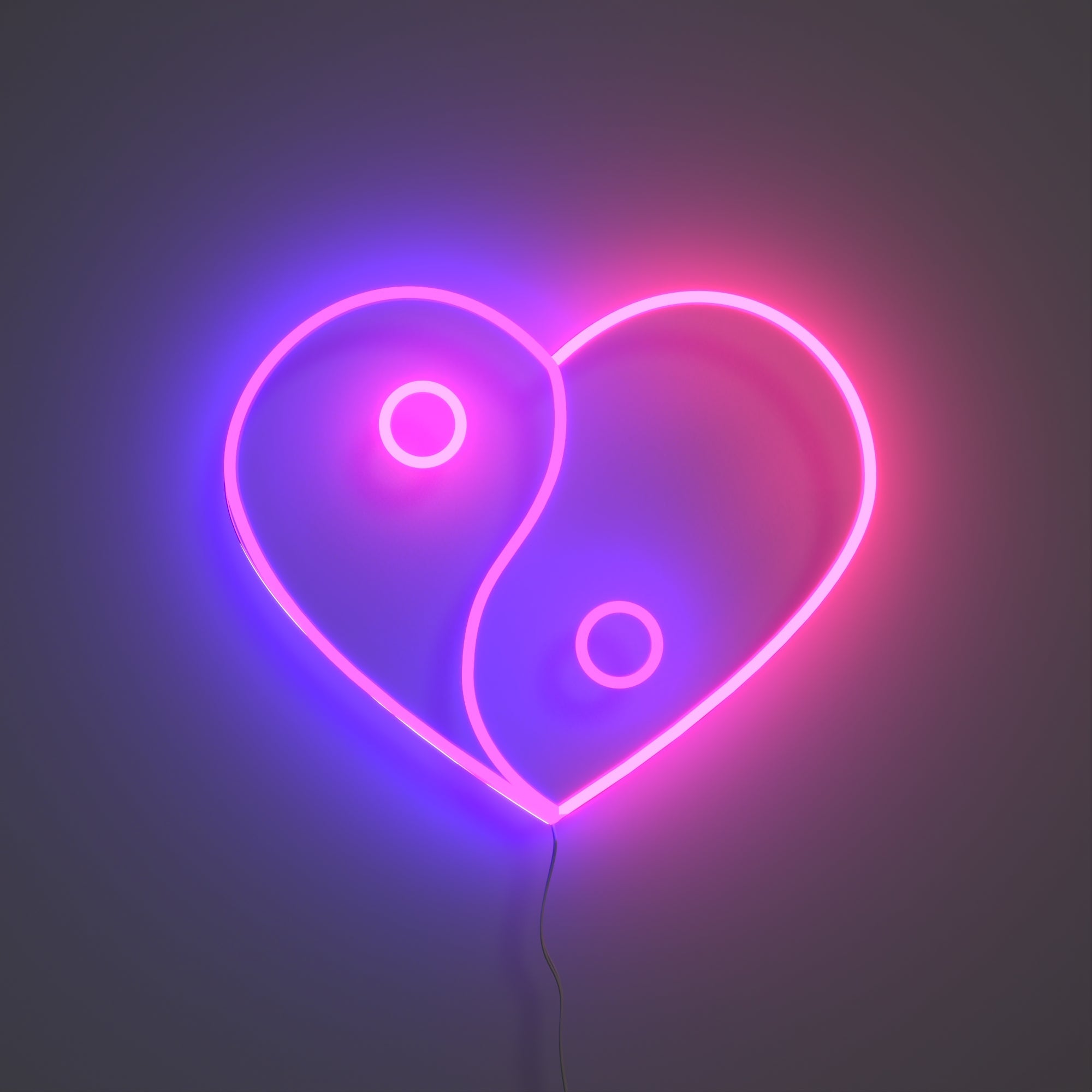 Yin & Yang Heart, LED neon sign - YELLOWPOP UK