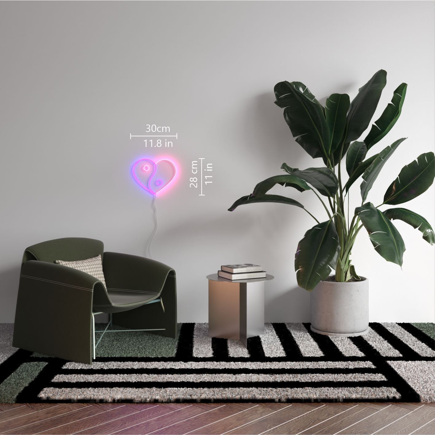 Yin & Yang Heart, LED neon sign - YELLOWPOP UK