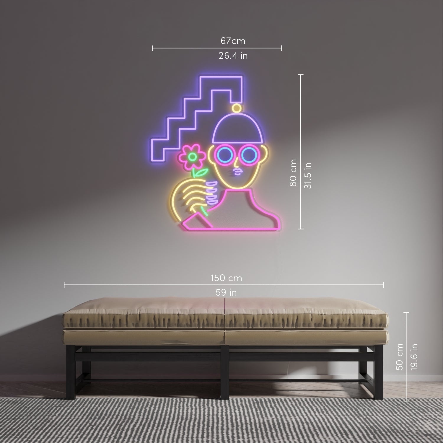 Zig Zag Girl by Emily Eldridge - LED Neon Sign - YELLOWPOP UK